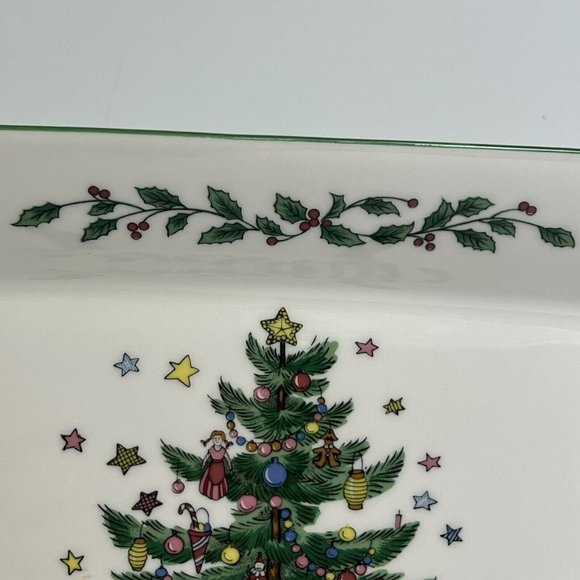 Nikko Rectangular Tray 8 3/4" Christmas Tree Holiday Japan Table Wear Decor Xmas - Picture 7 of 12